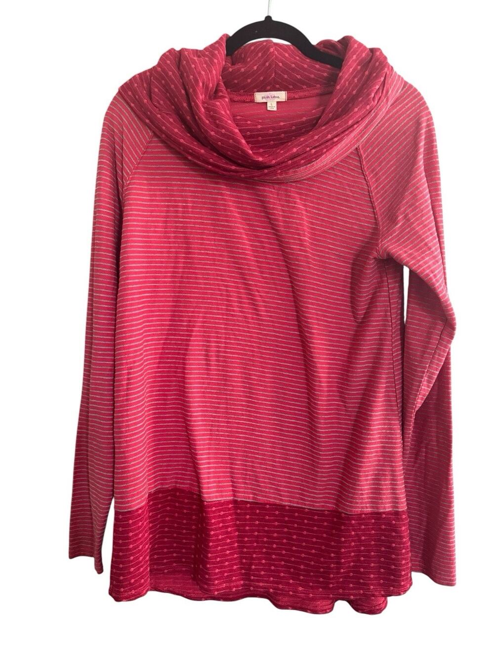 Pink Lotus By Title Nine Cowl Neck Striped Oversize Top Womens Large USA #7149